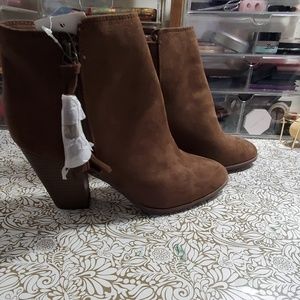 Brown suede booties